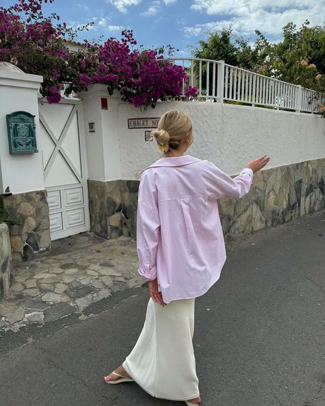 over the moon 🌙🌸☁️ #outfitinspo #summeroutfit #styleinspo #ootd #aesthetic Pink Long Sleeve Blouse, Ootd Aesthetic, Cream Skirt, Outfit Inspo Summer, Stunning Outfits, Everyday Hairstyles, Dream Hair, Over The Moon, Summer Outfit