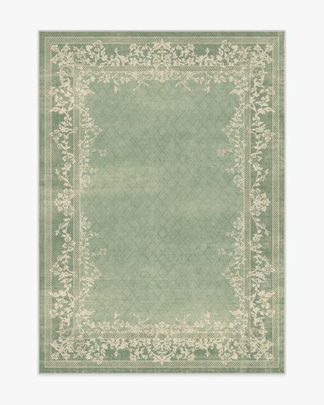 Juliet Sage Green Rug | Ruggable Modern Regency, Mint Green Rug, Sage Green Rug, Emerald Green Rug, Sage Green Background, Soft Sage Green, Vintage Style Rugs, Rugs Runners, Ruggable Rug