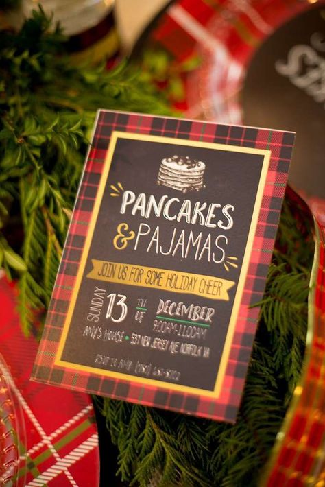 Rustic invite at a Christmas holiday party! See more party planning ideas at CatchMyParty.com! Pancakes And Pajamas, Centerpiece Christmas, 17 December, Christmas Holiday Party, Christmas Tablescape, Navidad Diy, Rustic Invitations, Digital Scrapbook Paper, Merry Little Christmas