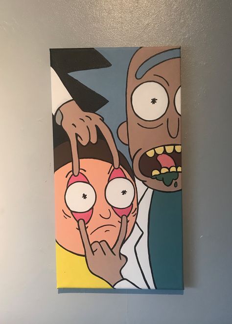 Trendy Painting Ideas On Canvas, Boyfriend Canvas, Trendy Painting Ideas, Pintura Hippie, Rick E Morty, Canvas For Boyfriend, Room Paintings, Arte Doodle, Trippy Painting