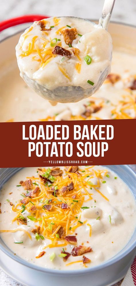 Classic Potato Soup Recipe, Potato Oven, Loaded Baked Potato Soup Recipe, Potato Baked, Baked Potato Soup Recipe, Potato Soup Easy, Loaded Potato Soup, Loaded Baked Potato, Loaded Baked Potato Soup