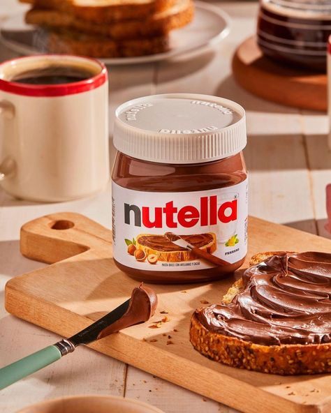 Nutella Sandwich Aesthetic, Nutella Shake Photography, Peanut Butter Toast Aesthetic, Product Photography, Nutella, Photography