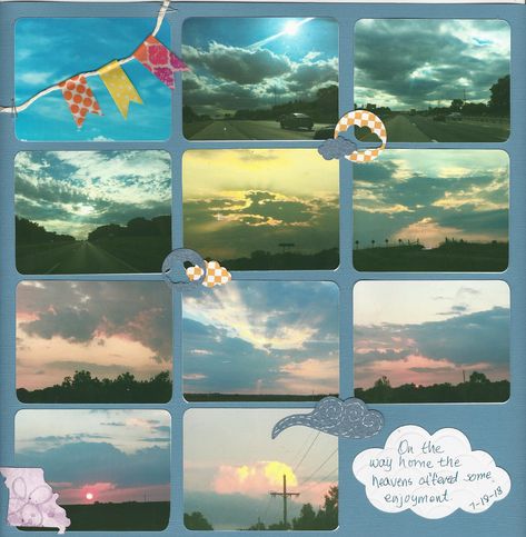 Clouds scrapbook pages scrapbook layout scrapbook ideas scrapbooking sunset sky skies vacation travel multi-picture silver lining Washi Tape Scrapbook, Tape Scrapbook, Multi Picture, Scrap Ideas, On Clouds, Scrapbook Sketches, Sunset Sky, Silver Lining, Scrapbook Layout