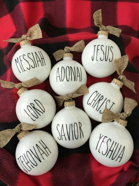 Christ Centered Christmas Decorations, Names Of Jesus Ornaments, Jesus Christmas Ornaments, Jesus Ornaments, Jesus Christmas Decorations, Christian Christmas Decorations, Church Christmas Decorations, Christ Centered Christmas, Jesus Christmas