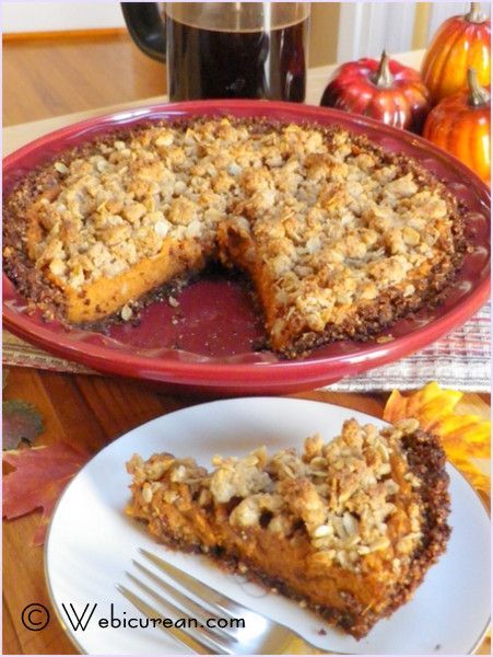 Sweet Potato Pie with Gingersnap-Pecan Crust #SundaySupper #BakeForACure - Webicurean | Webicurean Pecan Crust, Sweet Potato Pies Recipes, Gingersnap Crust, Fat Pants, Fall Menu, Snacks Appetizers, Holiday Dinners, Ginger Snap, Potato Pie