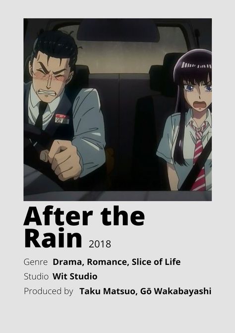 Slice Of Life Romance Anime, After The Rain Anime, Animes List, Anime Minimalist Poster, Poster Information, Good Animated Movies, Best Romance Anime, Japanese Animated Movies, Anime Suggestions