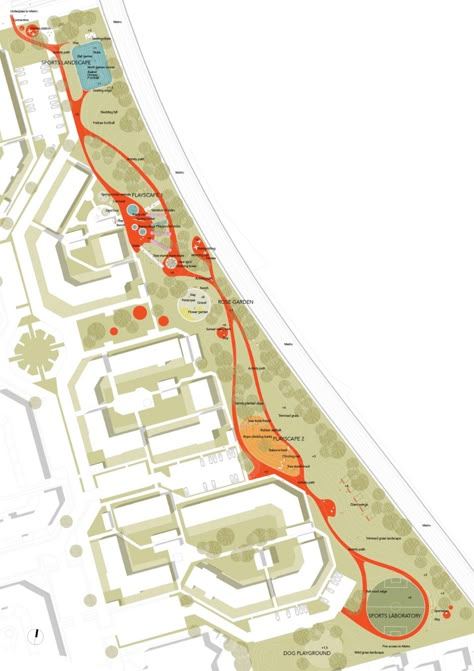 Planning Landscape, Masterplan Architecture, Landscape Diagram, Playground Activities, Landscape Architecture Diagram, Landscaping A Slope, Green Play, Sky Bridge, Sports Complex