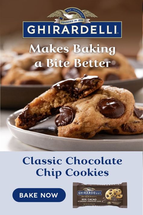 Giradelli Chocolate Chip Cookie, Chocolate Chip Cookies Ghirardelli, Ghiradelli Chocolate Chip Cookies, Star Desserts, Ghirardelli Chocolate Chip Cookies, Ghirardelli Recipes, Honeycomb Candy, Classic Chocolate Chip Cookies, Holiday Baking Recipes