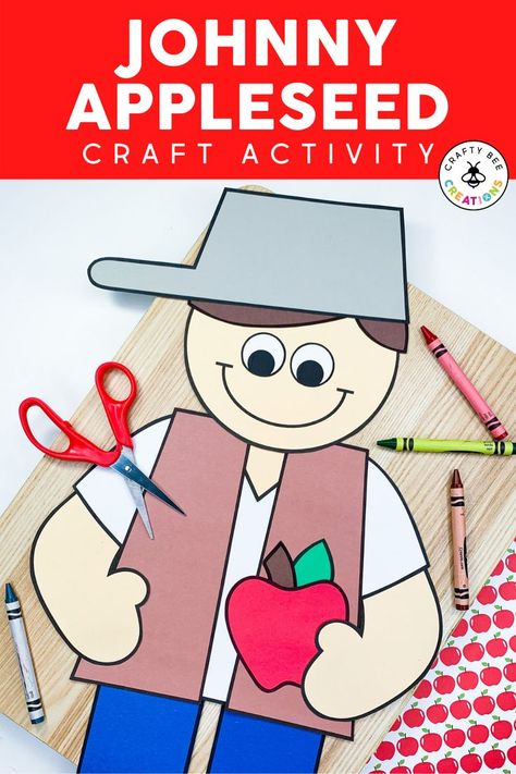 Johnny Appleseed Craft, Johnny Appleseed Day, Johnny Appleseed Activities, Groundhogs Day, Activity Ideas For Kids, John Chapman, Christmas Ornament Template, Hat Template, Johnny Appleseed