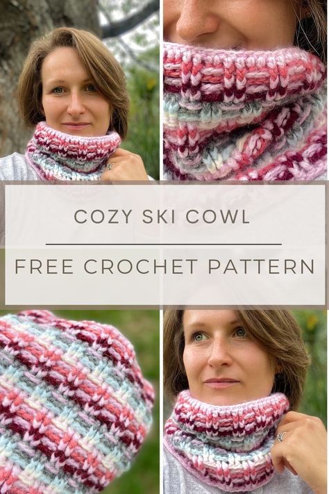 This cozy rib crochet cowl may look tricky but as long as you know how to post stitch crochet then you will be absolutely fine! It’s worked in the round and you can customise it to fit you really easily too. It looks great and it's so cozy to wear. Get the ski cowl free crochet pattern here! Chunky Cowl Crochet Pattern, Crochet Rib Stitch, Scarves Crochet Patterns, Cosy Crochet, Hooded Scarf Pattern, Cowl Crochet Pattern, Crochet Cowl Free Pattern, Scarves Crochet, Ribbed Crochet