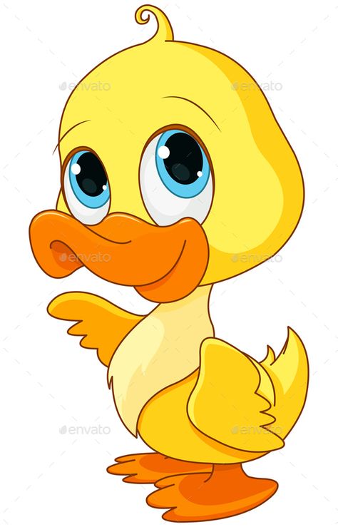 Illustration of baby duck smiling. EPS 8, JPG (high resolution) Duck Drawing, Baby Animal Drawings, Duck Cartoon, Baby Poster, Baby Duck, Baby Ducks, Yellow Duck, Art Drawings For Kids, Animal Clipart