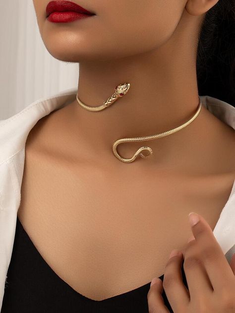 Snake Design Cuff Choker | SHEIN USA Frock For Women, Manicure Kit, Snake Design, Gold Collar, Nail Manicure, Fashion Styles, Fake Nails, Choker, Jewelry Watches