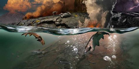 Permian extinction scene Permian Extinction, Sidney Australia, Northern Arizona University, Archaeology News, Marine Ecosystem, Sea Level Rise, Marine Environment, Prehistoric Creatures, Scientific Illustration