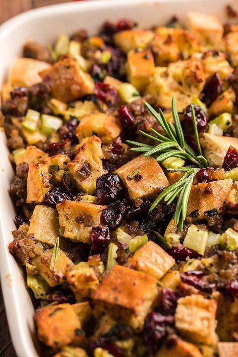 This air fryer whiskey, sausage and cranberry stuffing is so delicious. And baking stuffing in an air fryer means you can fit other dishes in the oven or on the stove. It is the perfect stuffing for Thanksgiving or Christmas. Did you know you could make a bourbon or whiskey stuffing with pork sausage recipe in your air fryer? Well, you can, and it’s so good! Not only is this stuffing for Thanksgiving or Christmas but whenever you want a tasty side dish. It’s so quick and easy to make. Thanksgiving Vegetable Side Dishes, Thanksgiving Vegetable Side, Chicken Stuffing Bake, Stuffing For Thanksgiving, Thanksgiving Vegetable, Thanksgiving Vegetables Side Dishes, Vegan Stuffing, Thanksgiving Vegetable Sides, Stuffing Bake