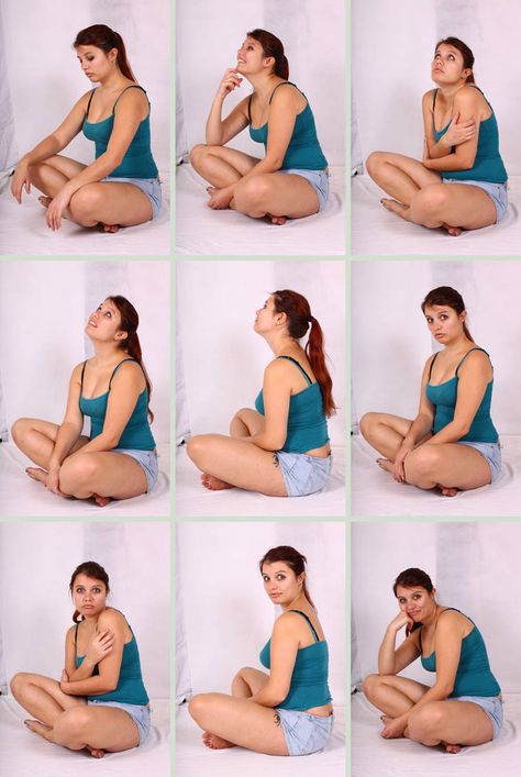 Feminine Sitting Poses, Sitting Criss Cross Reference Side View, Person Sitting Criss Cross Reference, Sitting Side View Reference, Sitting Against Wall Pose, Sitting Reference Drawing, Sitting Anatomy, Top View Reference, Confident Pose Reference