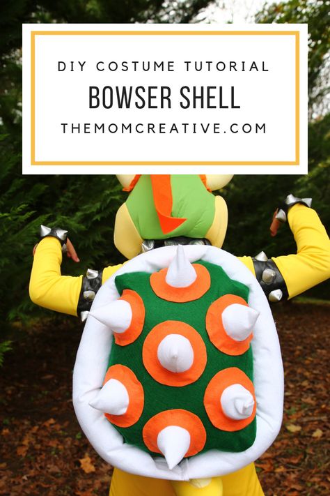 DIY Halloween costume King Koopa Bowser Shell tutorial. #halloween #costume #diycostume #halloweencostume Bowser Halloween Costume, Bowser Shell, Koopa Shell, Mario Kart Costumes, Yoshi Costume, Bowser Costume, Mario Halloween Costumes, Super Mario Costumes, King Koopa