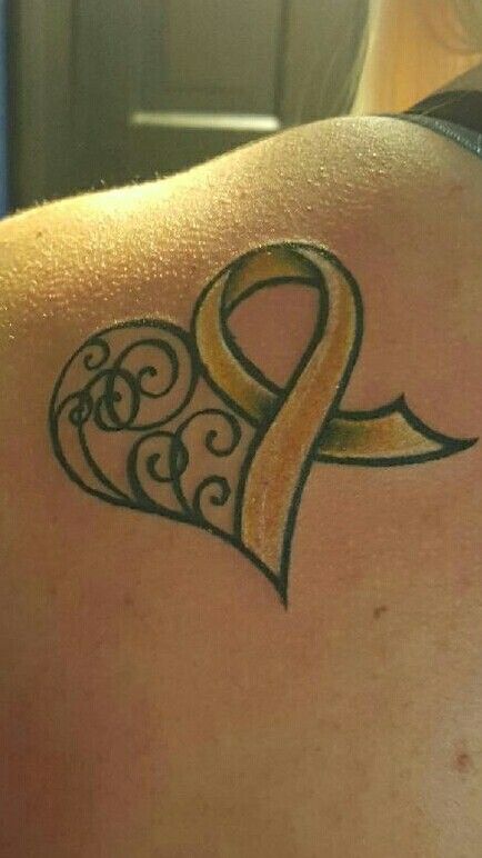 Heart ribbon Spina Bifida Tattoo, Ms Tattoos Multiple Sclerosis, Ms Tattoos, Girls Tattoos, Awareness Tattoo, Half Heart, Spina Bifida, Ribbon Tattoos, Semicolon Tattoo