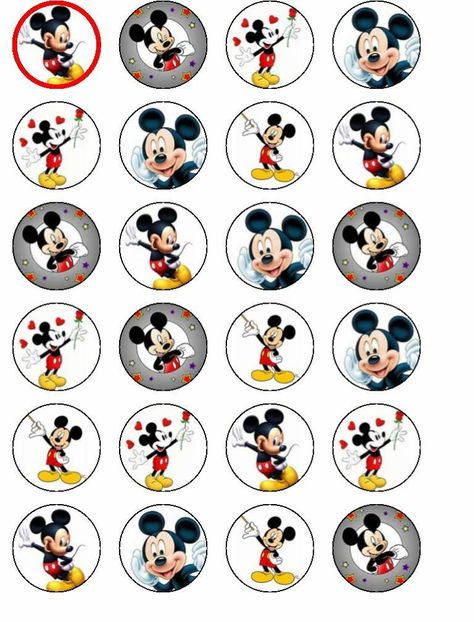 Rice Paper Cake, Cupcakes Minnie Mouse, Mickey Mouse Cake Topper, Miki Mouse, Mickey Mouse Printables, Disney Cruise Magnets, Mickey Mouse Crafts, Mickey Mouse Stickers, Disney Parties