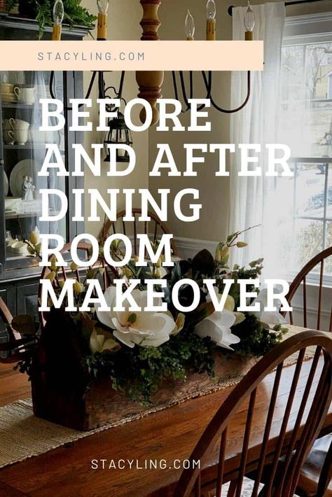 Before and After Dining Room Makeover #beforeandafter #beforeandafterhome #diningroom #diningroomideas #diningroomdecor #diningroomdesign #farmhouse #farmhousediningroom #farmhousetable #farmhousediningroomtable #farmhousediningtable #farmhousediningroomlighting #modernfarmhouse Farmhouse Dining Room Lighting Over Table, Before And After Dining Room, Farmhouse Dining Room Makeover, Dining Room Lighting Over Table, Centerpiece For Dining Room Table, Dark Farmhouse, Rustic Farmhouse Dining Room, Farmhouse Dining Room Lighting, Farm House Dining Room