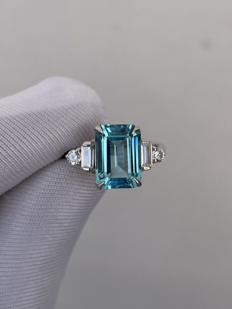 Aquamarine Vintage Ring, Octagon Cut Ring, 14k Solid Gold, Engagement Ring, Victorian Ring, Promise Ring, Statement Ring, Anniversary Ring Handmade ring. Stone : Lab  Aquamarine Gemstone Cut : Octagon Cut Stone Size : 10mm×8mm Side Stone : Cubic Zirconia Metal  : 14k Gold / 925 Silver Plating:  Platinum Plated , Rose Gold Plated , Gold Plated.  Personalization: 10K/14K/24K/GOLD/SILVER/PLATINUM/ROSE-GOLD/WHITE GOLD. (Contact me)  All items come in a beautiful jewelry box.  Since all out Jewelry is Handmade with care and love, It takes [6-8 Business Days] to make the item. Once the item is made: Standard Shipping: 1-3 Weeks Express Shipping: 4-12 Days.  If you need anything personalized then you are MOST WELCOME. We specialized in personalized jewelry of all kinds, We have All Gemstones avai Light Blue Topaz Ring, Light Blue Engagement Ring, Vintage Aquamarine Ring, Engagement Ring Victorian, Aquamarine Engagement Ring Vintage, Blue Aquamarine Ring, Victorian Ring, Platinum Rose Gold, Green Stone Rings