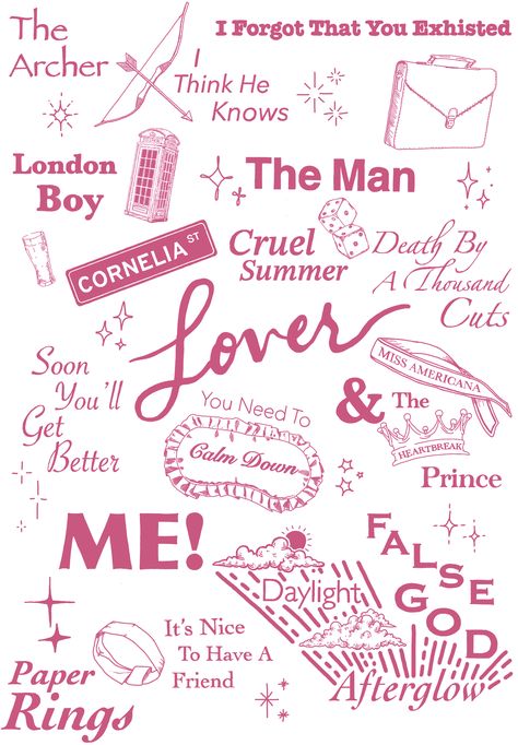 Lyric Drawing Ideas, Taylor Swift Stencil Art, Eras Tour Embroidery, Taylor Swift Lover Art, Taylor Swift Lyric Stickers, Taylor Swift Graphics, Diy Taylor Swift Room Decor, Aesthetic Posters For Bedroom Printable, Vintage Design For Scrapbook Printable