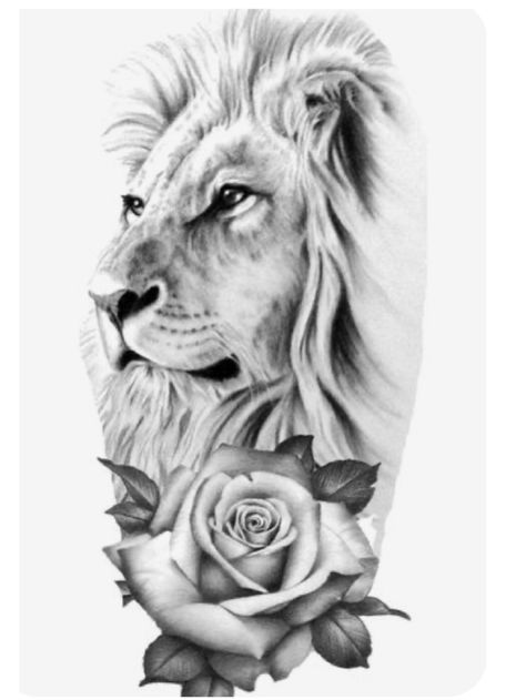 Lion With Roses Tattoo, Lion Rose Tattoo, Lion And Rose Tattoo, Female Lion Tattoo, Rose And Butterfly Tattoo, Lion Art Tattoo, Geometric Lion Tattoo, Rose Tattoo Meaning, Tattoo Lion