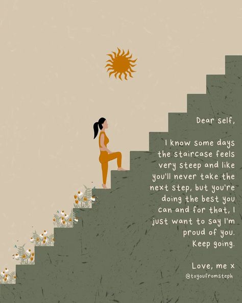 Steph Edwards • Illustrator on Instagram: “A letter to myself 🤍 This is another piece I chose to adapt from my previous work. I really love this piece because I drew it whilst at…” Goal Inspiration, Terracotta Wallpaper, Pic Quotes, Mindful Movement, Vie Motivation, Health Coaching, Positive Self Affirmations, One More Step, Daily Inspiration Quotes