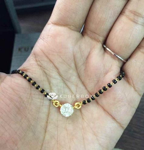 Solitaire Mangalsutra Designs, Solitaire Mangalsutra, Real Diamond Mangalsutra, Ruby Necklace Designs, Mangal Sutra, Mangalsutra Chain, Diamond Chains, Mangalsutra Design, Black Beads Mangalsutra