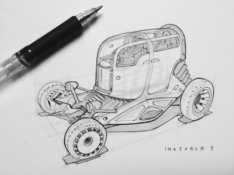 Inktober 7, Scott Robertson on ArtStation at https://www.artstation.com/artwork/2LkLy Scott Robertson, Perspective Sketch, Industrial Design Sketch, Car Design Sketch, Car Sketch, Sketch Inspiration, Hand Sketch, Design Industrial, Cool Sketches