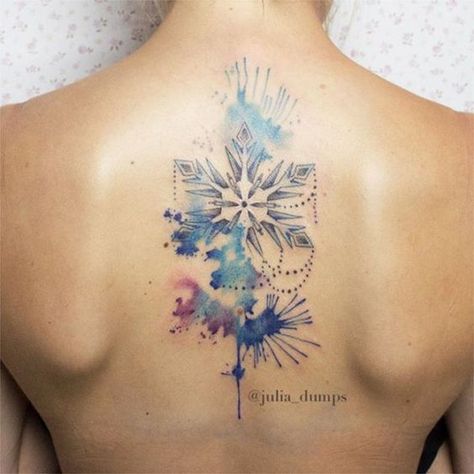 snowflake tattoo watercolor ink Tattoo Fairy, Snowflake Tattoo, Winter Tattoo, Snow Tattoo, Tato Minimal, Snow Flake Tattoo, Compass Tattoo Design, New Tattoo Designs, Muster Tattoos