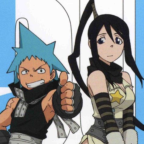 Black Star Tsubaki, Blackstar And Tsubaki, Soul Eater Screencaps, Black Star And Tsubaki, Black Star And Tsubaki Matching Pfp, Tsubaki Soul Eater, Soul Eater Cosplay, Black Star Soul Eater, Little Miss Characters