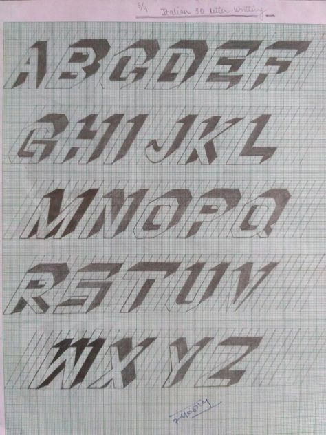 Its about how to create 5/4 3D Italic Letters#Calligraphy#Creative Writting#3D Italic Letters# Italic Lettering, Clash Of Clash, Letters Calligraphy, Isometric Drawing, Graph Paper Drawings, Lettering Art, Hand Lettering Art, Paper Drawing, Graph Paper