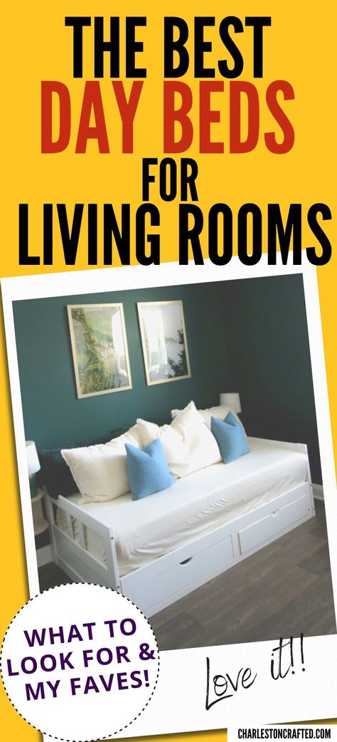 Daybeds are a great way to pack multi-function into even the smallest of rooms. Here are my favorite day beds for living rooms! Daybed Ideas For Guest Rooms, Day Bed Ideas Living Room, Day Bed Living Room, Day Bed Living Room Ideas, Day Bed Ideas, Best Daybeds, Daybed In Living Room, Eclectic Side Table, Day Beds