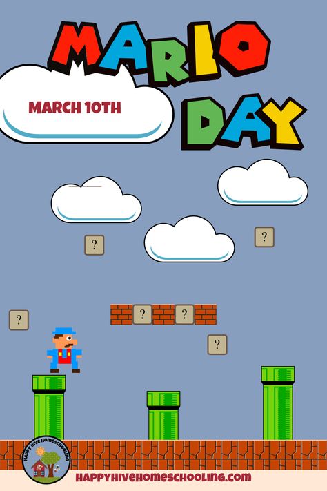 Mario Day, observed annually on March 10 (MAR10), is a fan-created celebration that pays homage to the legendary video game character, Mario. The date was chosen due to the clever play on words, with MAR10 resembling the name of everyone's favorite mustachioed plumber. Mario Day March 10, Mar10 Day, Mario Day, Mario Crafts, Mario Hat, March Holidays, Video Game Character, Character Actions, What Is Today