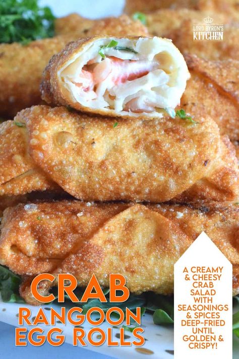 Seafood Eggrolls, Fried Rolls, Deep Fried Egg Rolls, Crab Rangoon Egg Rolls, Spicy Crab Roll, Crab And Cream Cheese, Egg Roll Wrapper, Crab Eggs, Crab Rangoons