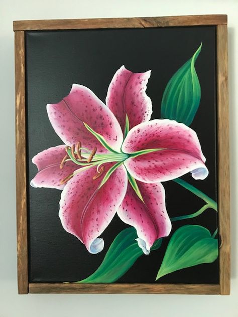 Acrylic Paintings Of Flowers, Stargazer Lily Painting, Lily Painting Acrylic, Lillies Painting, Lilly Painting, Lily Flower Painting, Plant Pic, Oil Flowers, Flower Pattern Drawing