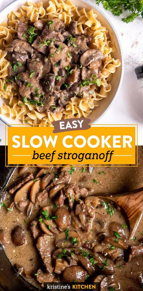 Indulge in the comforting flavors of this Slow Cooker Beef Stroganoff Delight from Kristine's Kitchen. Perfect for busy days, this recipe transforms tender beef and creamy mushrooms into a rich, savory dish that practically cooks itself. Let the slow cooker do the work while you enjoy the mouthwatering aroma filling your home. Ideal for family dinners or cozy nights in, this stroganoff is sure to become a favorite. Serve over egg noodles or rice for a complete meal that warms the soul. Mashed Potatoes Healthy, Slow Cooker Beef Stroganoff Recipe, Crock Pot Beef Stroganoff, Potatoes Healthy, Beef Stroganoff Crockpot, Crock Pot Beef, Slow Cooker Beef Stroganoff, Crockpot Healthy, Beef Stew Meat