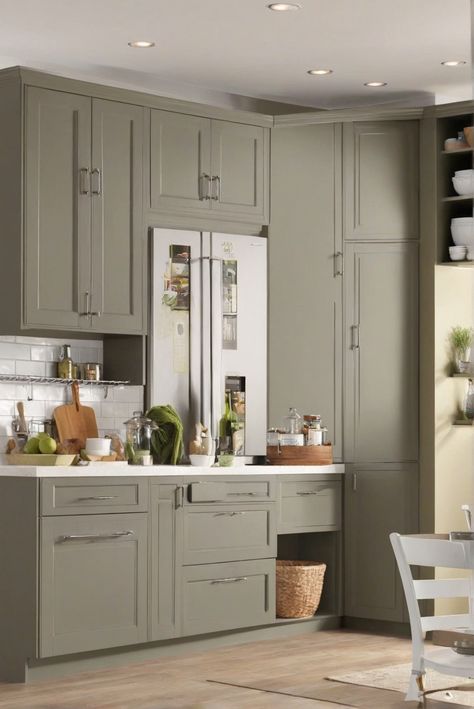 1. Kitchen transformation
2. Menards cabinets
3. Cabinet paint ideas
4. Future kitchen design Menards Cabinets, Repainting Kitchen Cabinets, Redo Kitchen Cabinets, Redo Cabinets, Cabinet Paint, Painted Cabinets, Cabinet Color, Cabin Kitchens, Green Cabinets