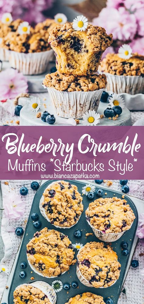 Vegan Blueberry Streusel Muffins, Blueberry Vegan Muffins, Healthy Vegan Muffins, Muffin Recipes Vegan, Starbucks Blueberry Muffin Recipe, Breakfast Muffins Vegan, Vegan Blueberry Crumble, Blueberry Muffins With Crumble Topping, Vegan Blueberry Muffin Recipe