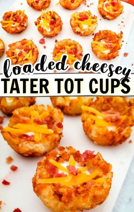 Crispy Loaded Tater Tot Cups Recipe - Perfect Cheap Appetizer. These are great individual finger food for any event. They are awesome as a last minute party food and sure to be a hit! These crowd pleasing potato snacks could even be a great potato side dish. Tater Tot Cups, Tater Tot Appetizers, Loaded Tater Tot, Baby Shower Finger Foods, Loaded Tater Tots, Shower Appetizers, Tater Tot Recipes, Delicious Appetizers, Bite Size Appetizers