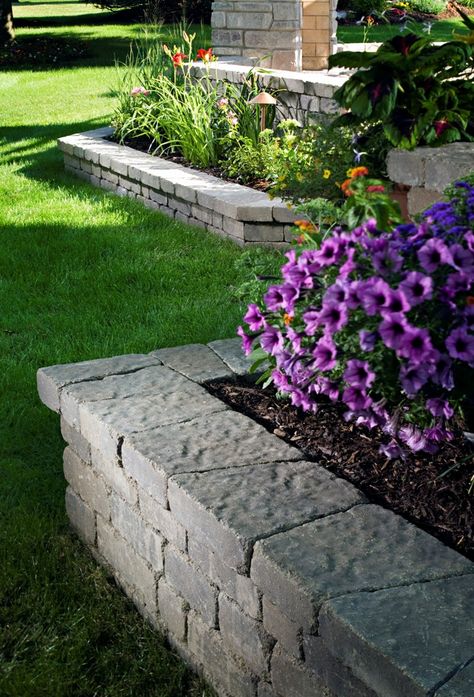 Stone Walls Garden, Walled Garden, Landscaping Retaining Walls, Garden Paving, Front House Landscaping, Front Yard Landscaping Design, Front Yard Garden, House Landscape, Home Landscaping