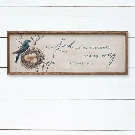 https://www.antiquefarmhouse.com/media/mf_webp/jpg/media/catalog/product/cache/87f7a85cd0f3ed2c3dff34ce326cd3a5/t/h/the-lord-is-my-strength-wall-art-12x4_1.webp Scripture Art Canvas, Art Above Tv, Painting Above Bed, The Lord Is My Strength, Craft Market Display, Wall Art Above Bed, Provincial Style, French Provincial Style, Prayer Wall