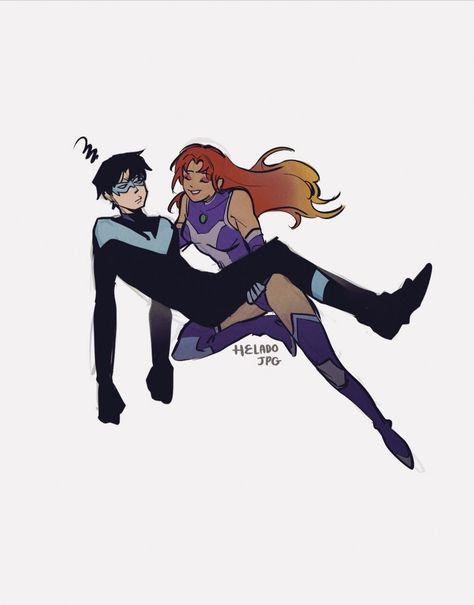 Starfire Comics, Robin Starfire, Batman Love, Nightwing And Starfire, Teen Titans Fanart, Teen Titan, Superhero Villains, Dc Icons, Batman Funny