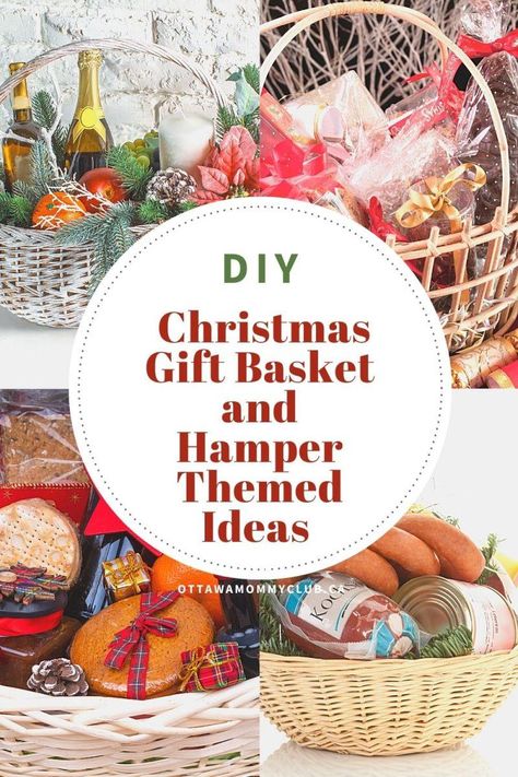 Homemade Christmas Hampers, Themed Christmas Baskets, Family Christmas Gift Basket Ideas, Christmas Hamper Ideas Diy, Diy Gift Hamper Ideas, Diy Hampers Gift Ideas, Christmas Basket Gift Ideas Family, Diy Christmas Hampers, Christmas Hamper Ideas