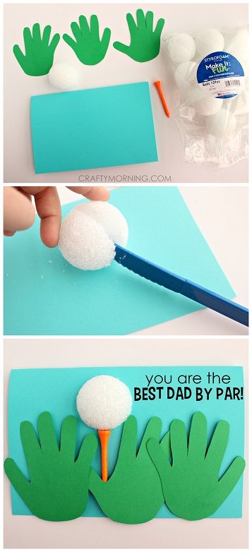 Handprint Golfer Father's Day Card for Kids to Make (Easy craft!) Homemade Fathers Day Card, Cadeau Parents, Daycare Crafts, Father's Day Diy, Dad Day, Fathers Day Crafts, Father's Day Card, Mors Dag, Easy Craft