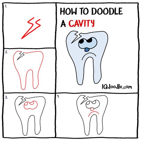 How To Draw A Tooth, Lightning Doodle, Teeth Braces Doodle, Tooth Doodle Drawing, Dental Doodles, Teeth Doodle, Tooth Cavity, How To Doodle, Draw Doodles