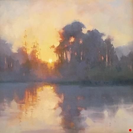 Carole Boggemann Peirson Tonalist Landscape Paintings, Tonalism Painting Landscapes, Tree Landscape Painting, Oil Landscape Paintings, Sunset Landscape Painting, Landscape Oil Paintings, Impressionist Landscape, Soyut Sanat Tabloları, Body Of Water