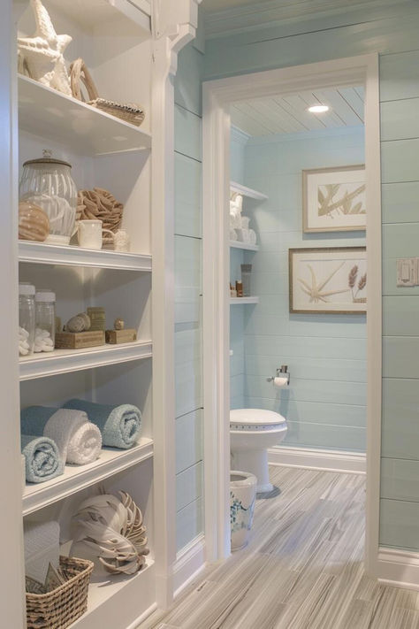 40 Coastal Bathroom Designs for a Relaxing Coastal Retreat Shabby Chic Beach Bathroom, Seashore Bathroom Ideas, Coastal Beach Bathroom, Coastal Home Inspiration, Beach Condo Remodel Coastal, Coastal Bathroom Vanities, Costal Bathroom Master, Coastal Cottage Bathroom Ideas, Beach House Interior Bathroom