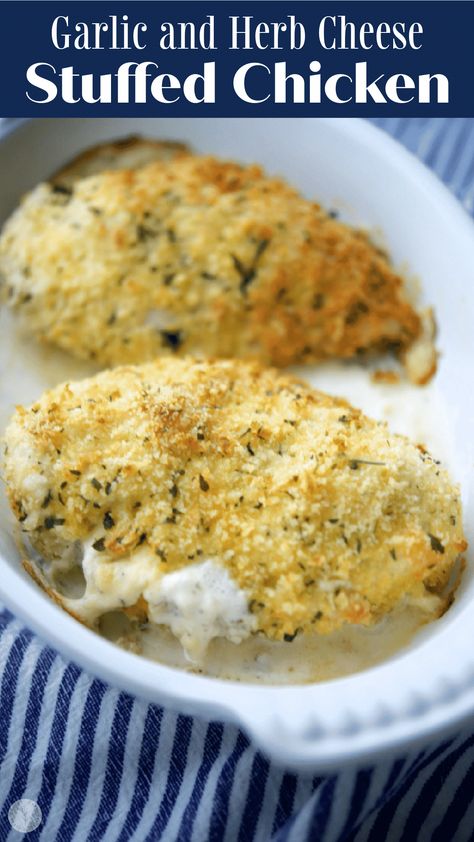 Breaded Stuffed Chicken Breast, Herb Stuffed Chicken, Baked Stuffed Chicken, Stuffed Chicken Breast Cream Cheese, Chicken And Cheese Recipes, Ground Beef Dinner Recipes, Beef Dinner Recipes, Chicken Boneless Breast Recipes, Cheese Stuffed Chicken Breast