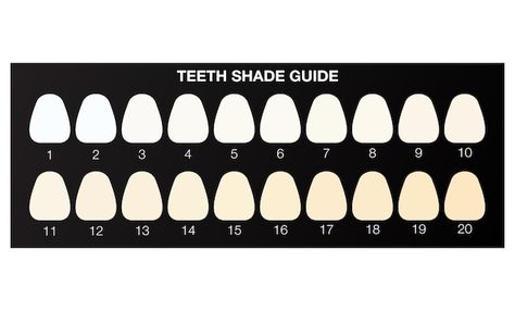 Teeth whitening shade guide, dental colo... | Premium Vector #Freepik #vector #dental #teeth #tooth #oral Tooth Chart, How To Shade, Dental Teeth, Colour Chart, Heart Tree, Cityscape Photos, Heart With Arrow, Flat Illustration, Photo Template